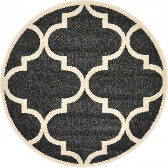 Rug Unique Loom Trellis Black Round 3' 3 x 3' 3