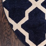 Rug Unique Loom Trellis Navy Blue Round 3' 3 x 3' 3