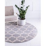 Rug Unique Loom Trellis Light Gray Round 3' 3 x 3' 3