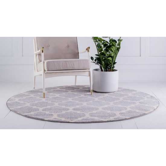 Rug Unique Loom Trellis Light Gray Round 3' 3 x 3' 3