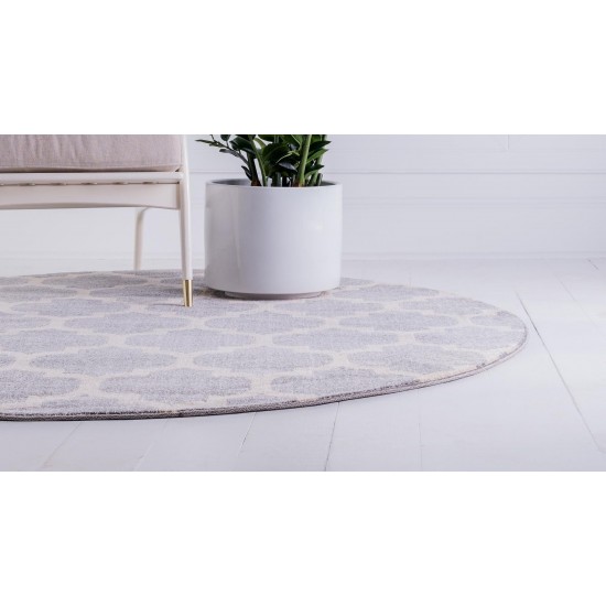Rug Unique Loom Trellis Light Gray Round 3' 3 x 3' 3