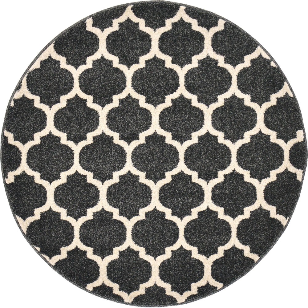 Rug Unique Loom Trellis Black Round 3' 3 x 3' 3 Rug Unique Loom Trellis Black Round 3' 3 x 3' 3