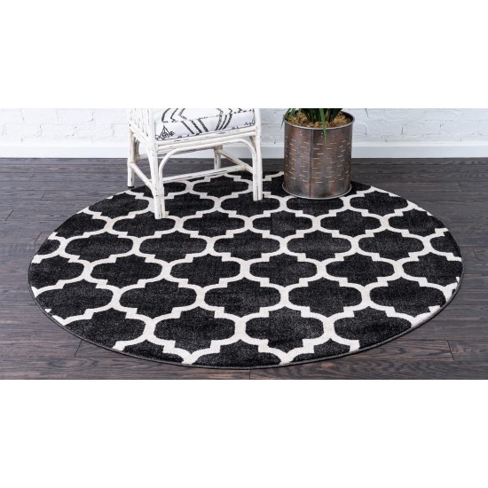 Rug Unique Loom Trellis Black Round 3' 3 x 3' 3