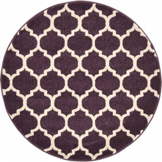 Rug Unique Loom Trellis Dark Purple Round 3' 3 x 3' 3