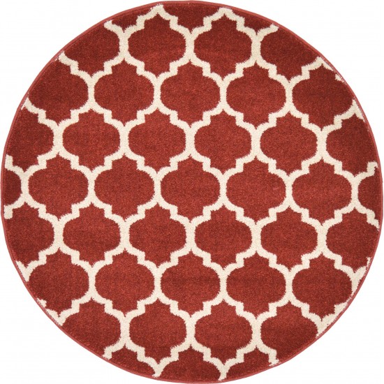 Rug Unique Loom Trellis Red Round 3' 3 x 3' 3