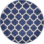 Rug Unique Loom Trellis Navy Blue Round 3' 3 x 3' 3