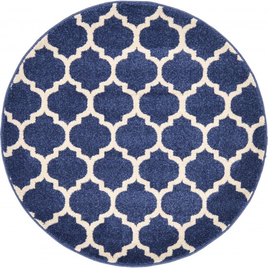 Rug Unique Loom Trellis Navy Blue Round 3' 3 x 3' 3