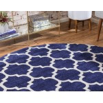 Rug Unique Loom Trellis Navy Blue Round 3' 3 x 3' 3