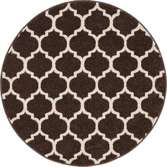 Rug Unique Loom Trellis Dark Brown/Beige Round 3' 3 x 3' 3