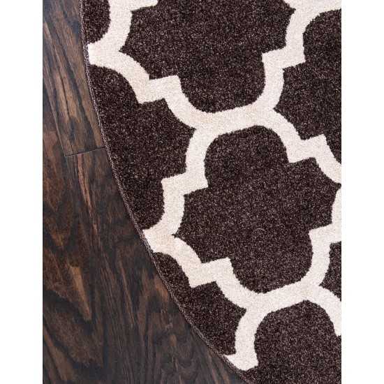 Rug Unique Loom Trellis Dark Brown/Beige Round 3' 3 x 3' 3