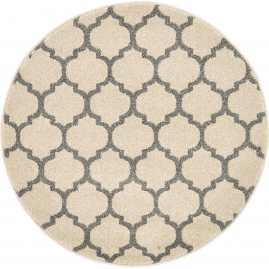 Rug Unique Loom Trellis Beige/Gray Round 3' 3 x 3' 3