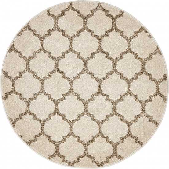 Rug Unique Loom Trellis Beige/Light Brown Round 3' 3 x 3' 3