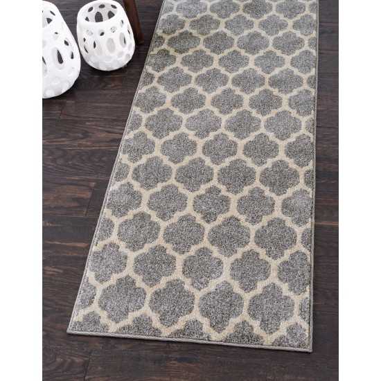 Rug Unique Loom Trellis Light Gray Runner 2' 7 x 19' 8