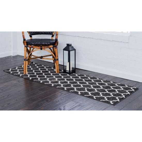 Rug Unique Loom Trellis Black Runner 2' 7 x 19' 8