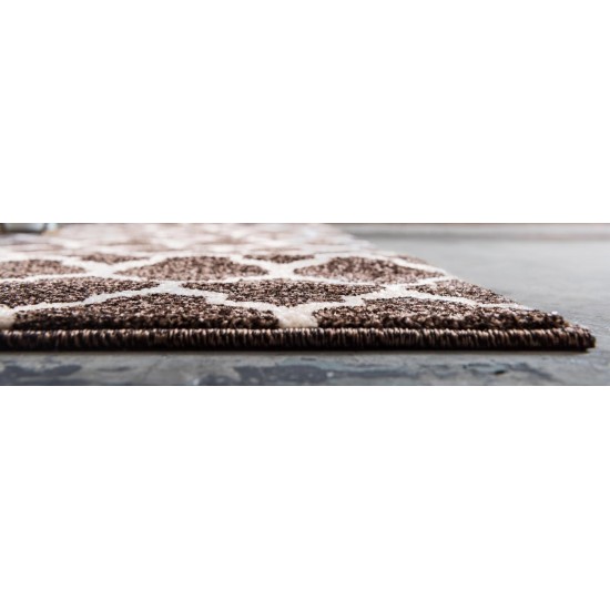 Rug Unique Loom Trellis Dark Brown/Beige Runner 2' 7 x 19' 8