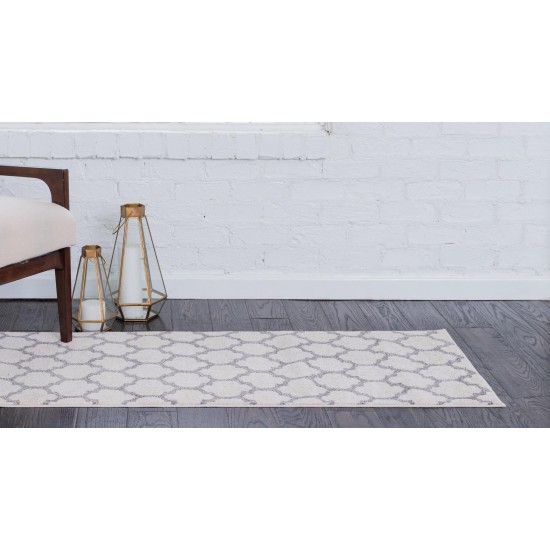 Rug Unique Loom Trellis Beige/Gray Runner 2' 7 x 19' 8