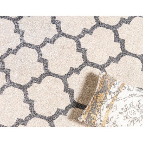 Rug Unique Loom Trellis Beige/Gray Runner 2' 7 x 19' 8