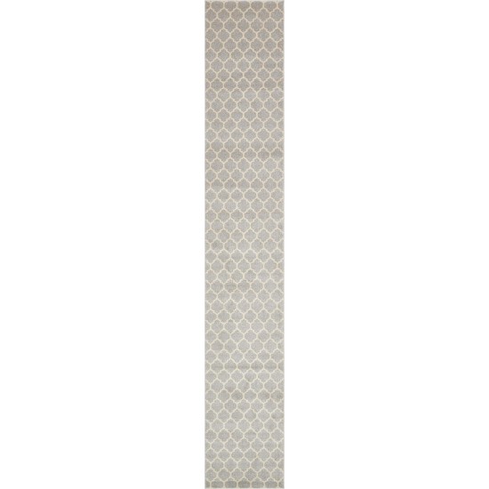 Rug Unique Loom Trellis Light Gray Runner 2' 7 x 16' 5