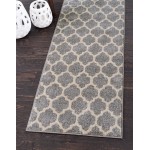 Rug Unique Loom Trellis Light Gray Runner 2' 7 x 16' 5