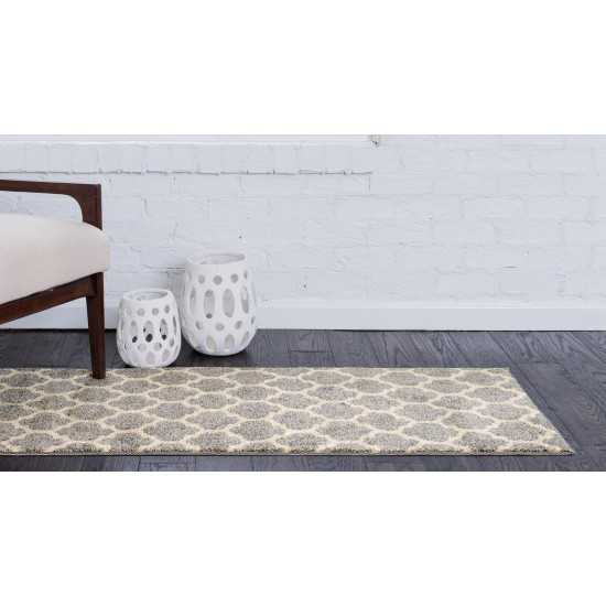 Rug Unique Loom Trellis Light Gray Runner 2' 7 x 16' 5