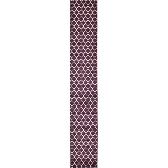 Rug Unique Loom Trellis Dark Purple Runner 2' 7 x 16' 5