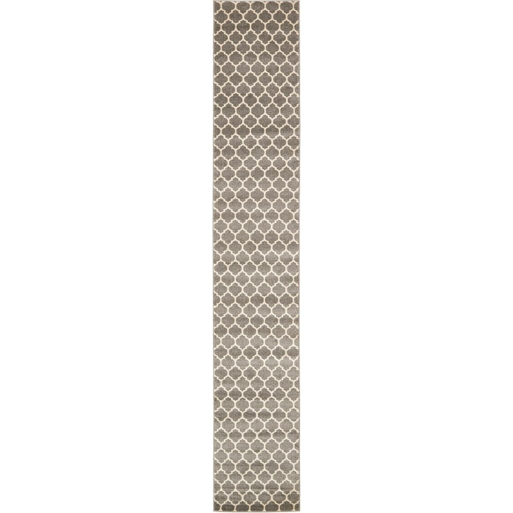 Rug Unique Loom Trellis Gray Runner 2' 7 x 16' 5