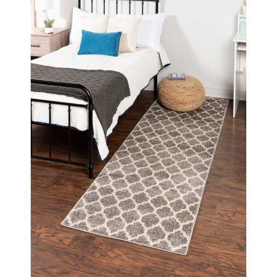 Rug Unique Loom Trellis Gray Runner 2' 7 x 16' 5