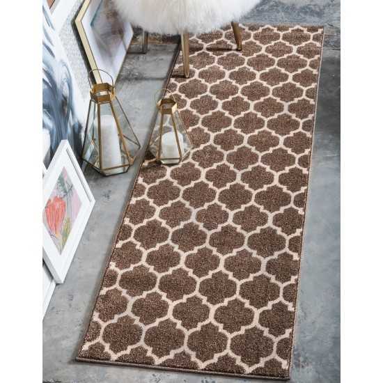 Rug Unique Loom Trellis Brown/Beige Runner 2' 7 x 16' 5