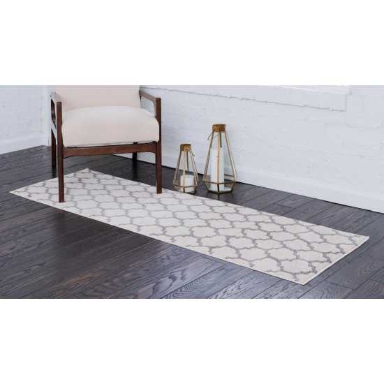 Rug Unique Loom Trellis Beige/Gray Runner 2' 7 x 16' 5