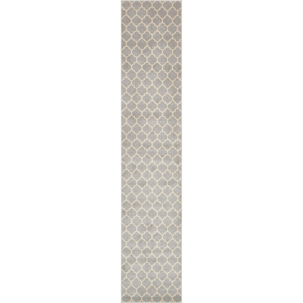 Rug Unique Loom Trellis Light Gray Runner 2' 7 x 13' 0