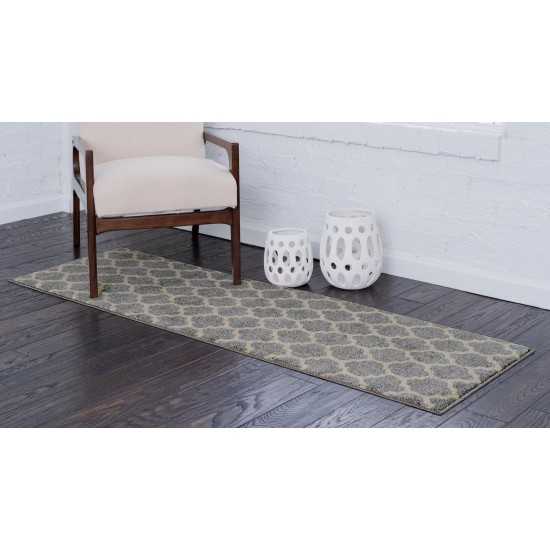 Rug Unique Loom Trellis Light Gray Runner 2' 7 x 13' 0