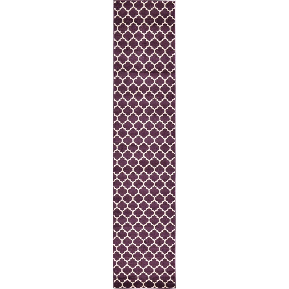 Rug Unique Loom Trellis Dark Purple Runner 2' 7 x 13' 0