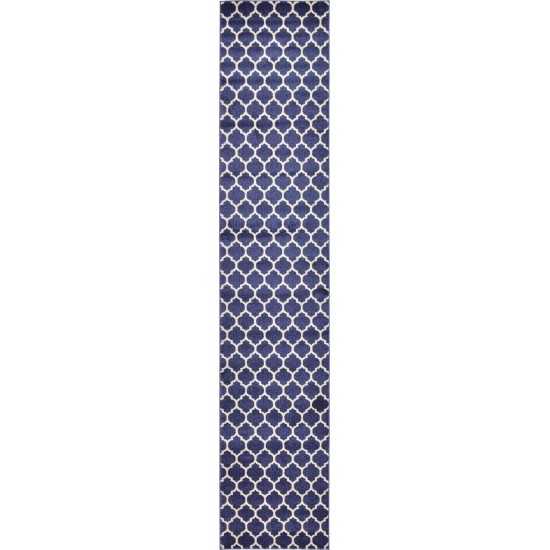 Rug Unique Loom Trellis Navy Blue Runner 2' 7 x 13' 0