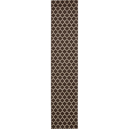 Rug Unique Loom Trellis Dark Brown/Beige Runner 2' 7 x 13' 0