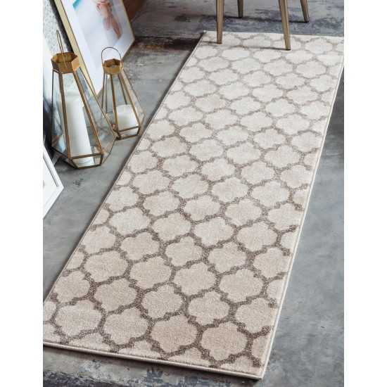 Rug Unique Loom Trellis Beige/Light Brown Runner 2' 7 x 13' 0