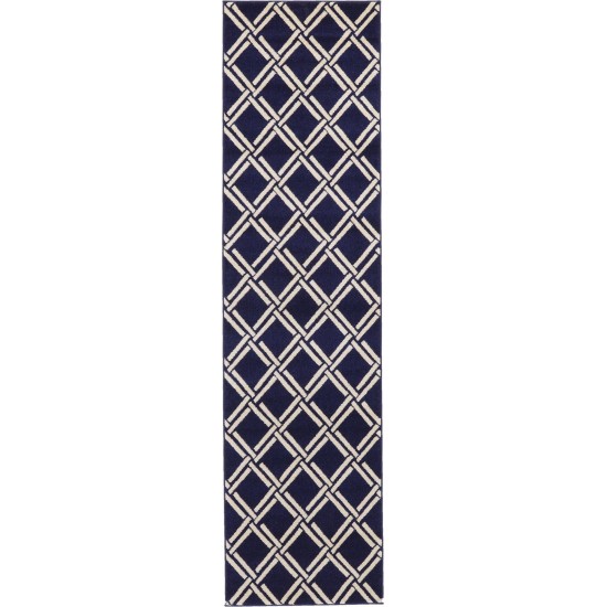 Rug Unique Loom Trellis Navy Blue Runner 2' 7 x 10' 0