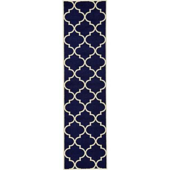 Rug Unique Loom Trellis Navy Blue Runner 2' 7 x 10' 0