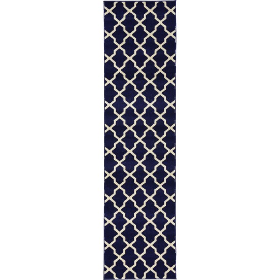 Rug Unique Loom Trellis Navy Blue Runner 2' 7 x 10' 0