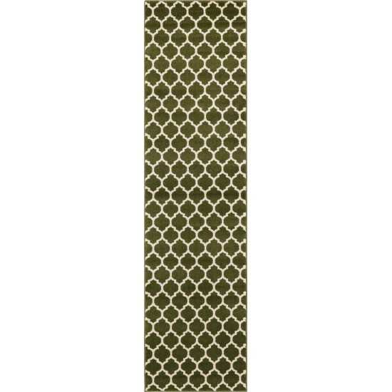 Rug Unique Loom Trellis Dark Green Runner 2' 7 x 10' 0