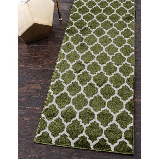 Rug Unique Loom Trellis Dark Green Runner 2' 7 x 10' 0