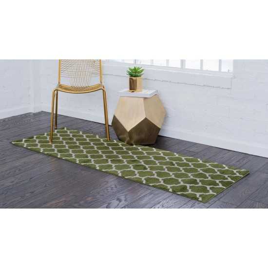 Rug Unique Loom Trellis Dark Green Runner 2' 7 x 10' 0