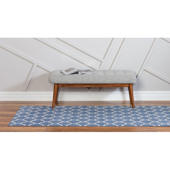 Rug Unique Loom Trellis Blue Runner 2' 7 x 10' 0