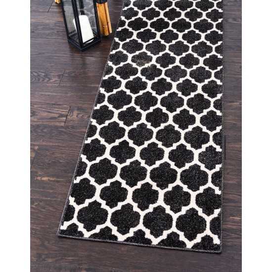 Rug Unique Loom Trellis Black Runner 2' 7 x 10' 0