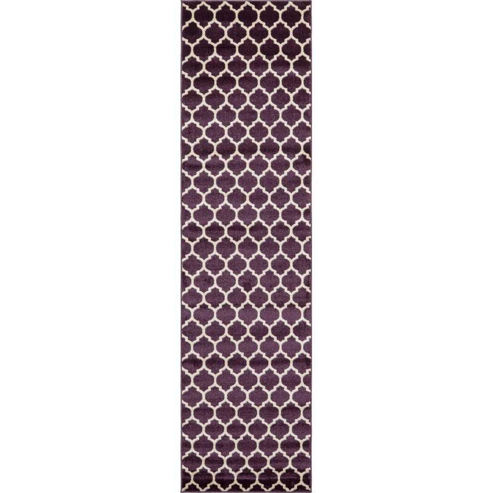 Rug Unique Loom Trellis Dark Purple Runner 2' 7 x 10' 0