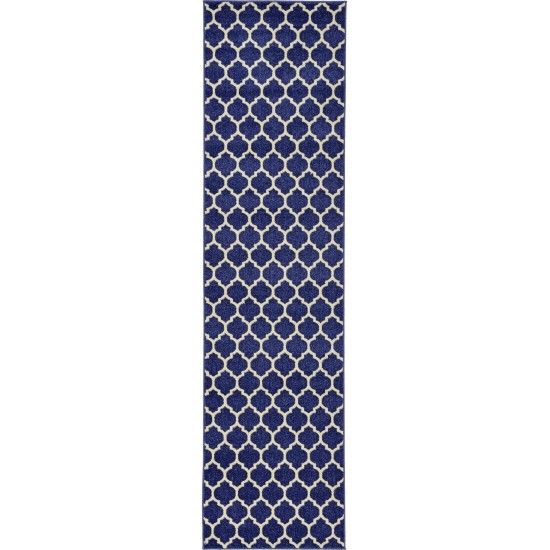 Rug Unique Loom Trellis Navy Blue Runner 2' 7 x 10' 0