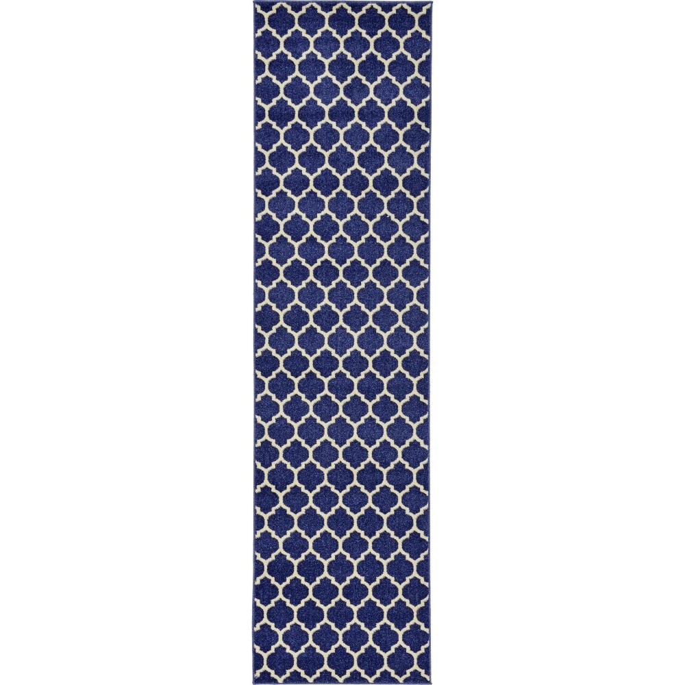 Rug Unique Loom Trellis Navy Blue Runner 2' 7 x 10' 0 Rug Unique Loom Trellis Navy Blue Runner 2' 7 x 10' 0