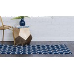 Rug Unique Loom Trellis Navy Blue Runner 2' 7 x 10' 0