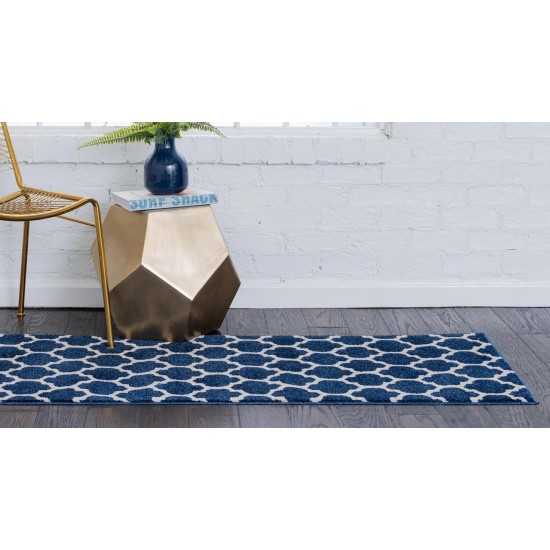 Rug Unique Loom Trellis Navy Blue Runner 2' 7 x 10' 0