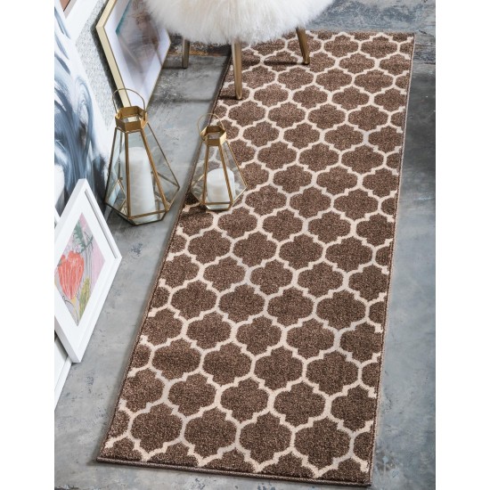 Rug Unique Loom Trellis Brown/Beige Runner 2' 7 x 10' 0