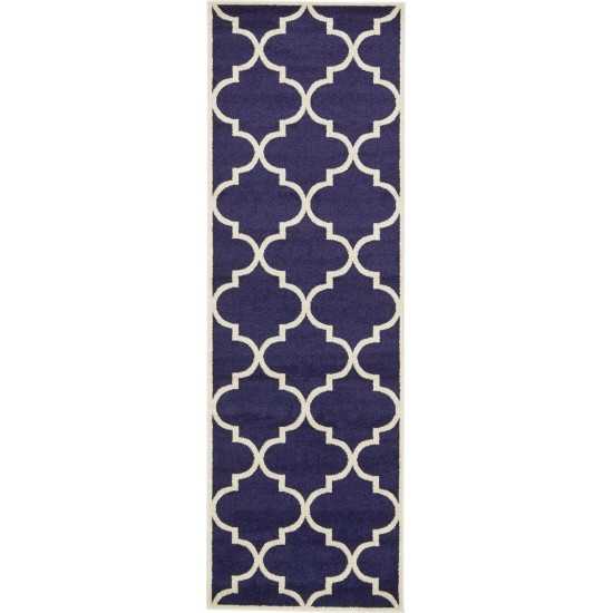 Rug Unique Loom Trellis Navy Blue Runner 2' 7 x 8' 0